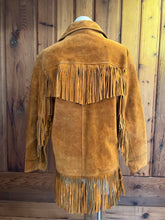 Load image into Gallery viewer, 60s Vintage Golden Brown Suede Fringe Jacket
