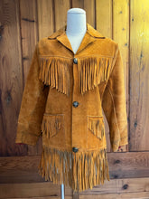 Load image into Gallery viewer, 60s Vintage Golden Brown Suede Fringe Jacket
