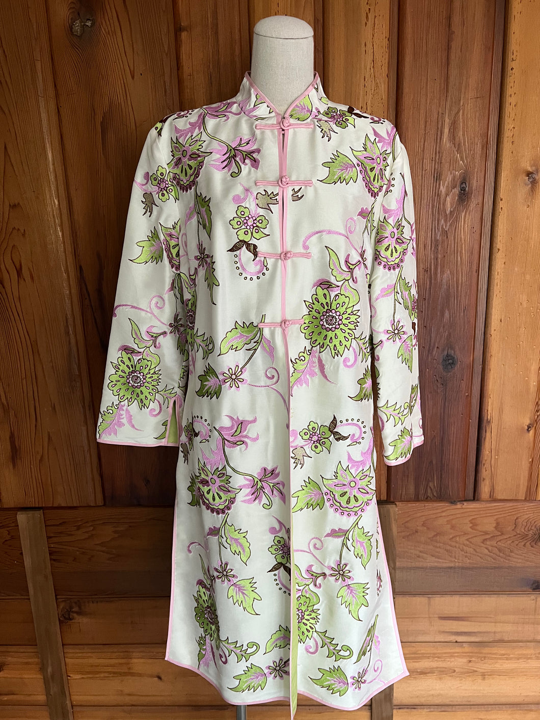 Vintage Silk Floral Toggle Jacket