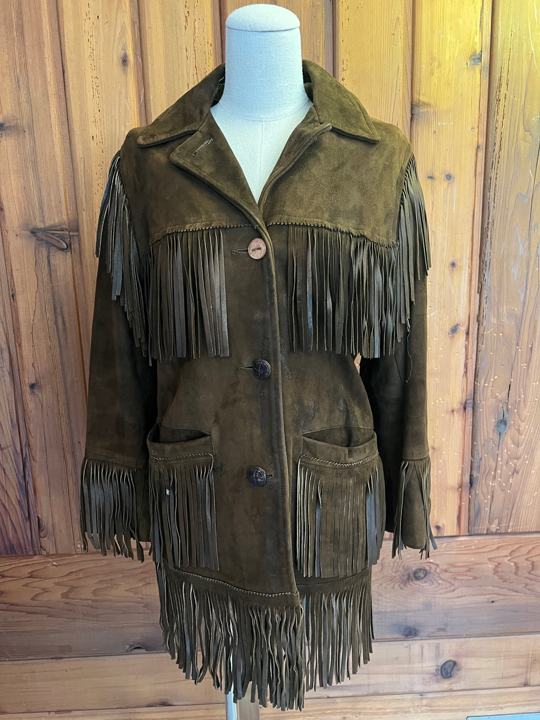 Vintage Brown Suede Fringe Jacket