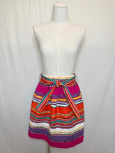 Load image into Gallery viewer, 1970&#39;s Multicolor Zig Zag Belted Mini Skirt
