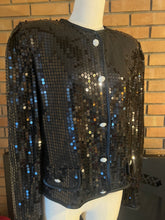 Load image into Gallery viewer, 1980’s Black Sequin Blouse
