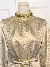 Load image into Gallery viewer, Vintage Gold Lamé Birdie Dress
